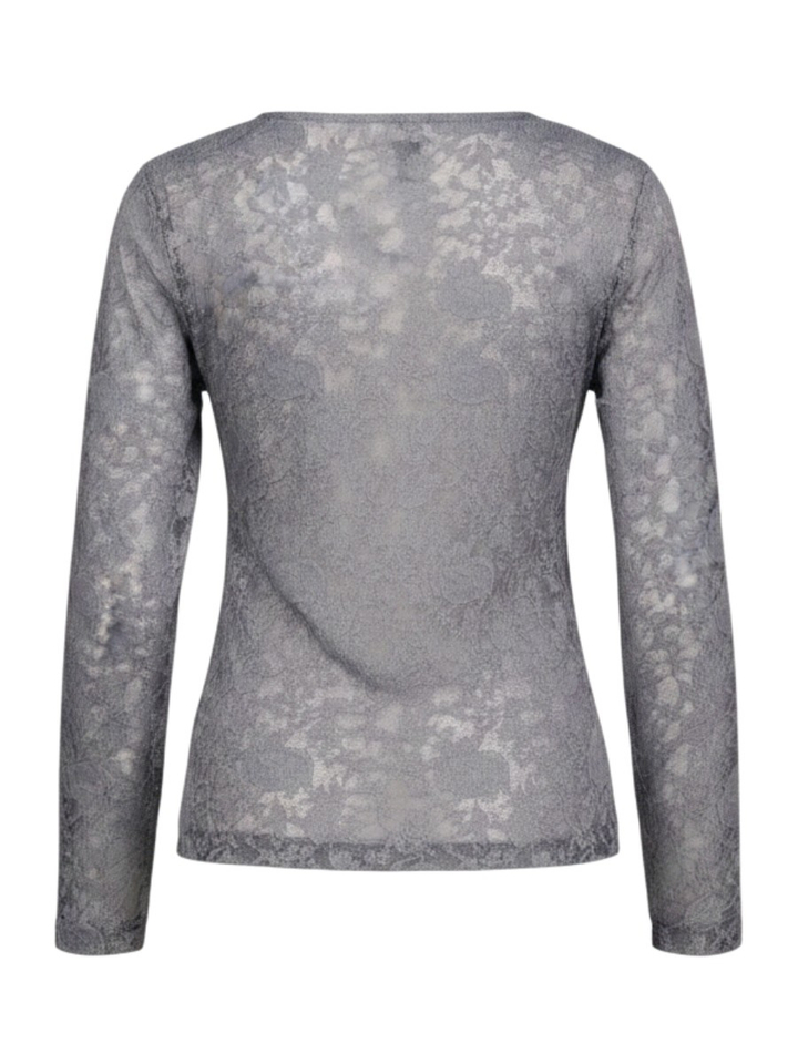 Grijze t-shirt met bloemen detail Brigitta MSCH Copenhagen
