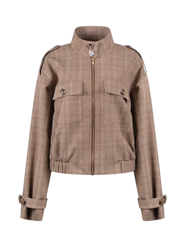 Toffee bruin geruiten jacket met schouderdetails Hope Nukus