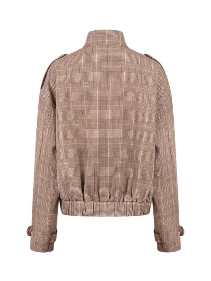 Toffee bruin geruiten jacket met schouderdetails Hope Nukus