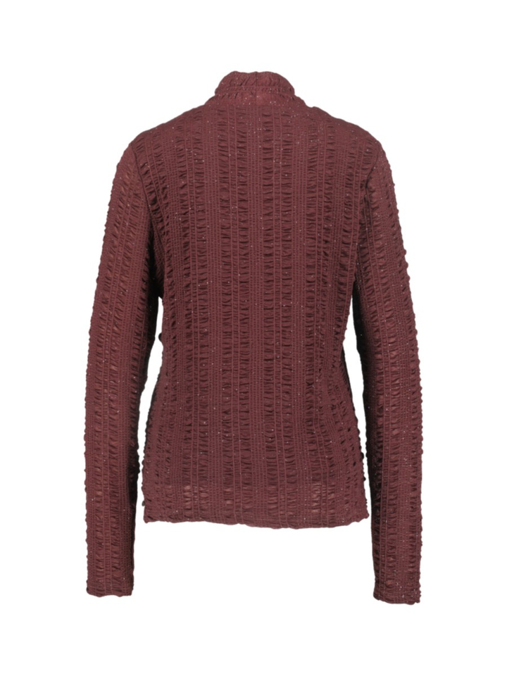 Bordeaux t-shirt met een subtiele glitter en een verfijnd structuurpatroon Goldie Nukus