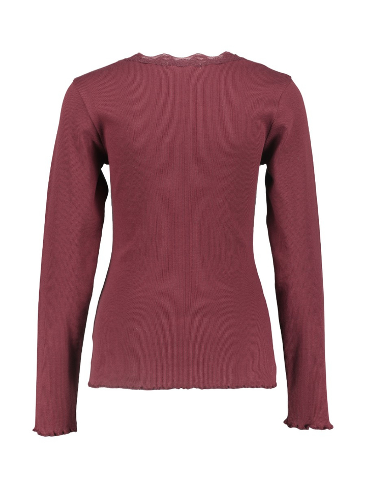 Bordeaux t-shirt met elegante kanten detail Mika Nukus