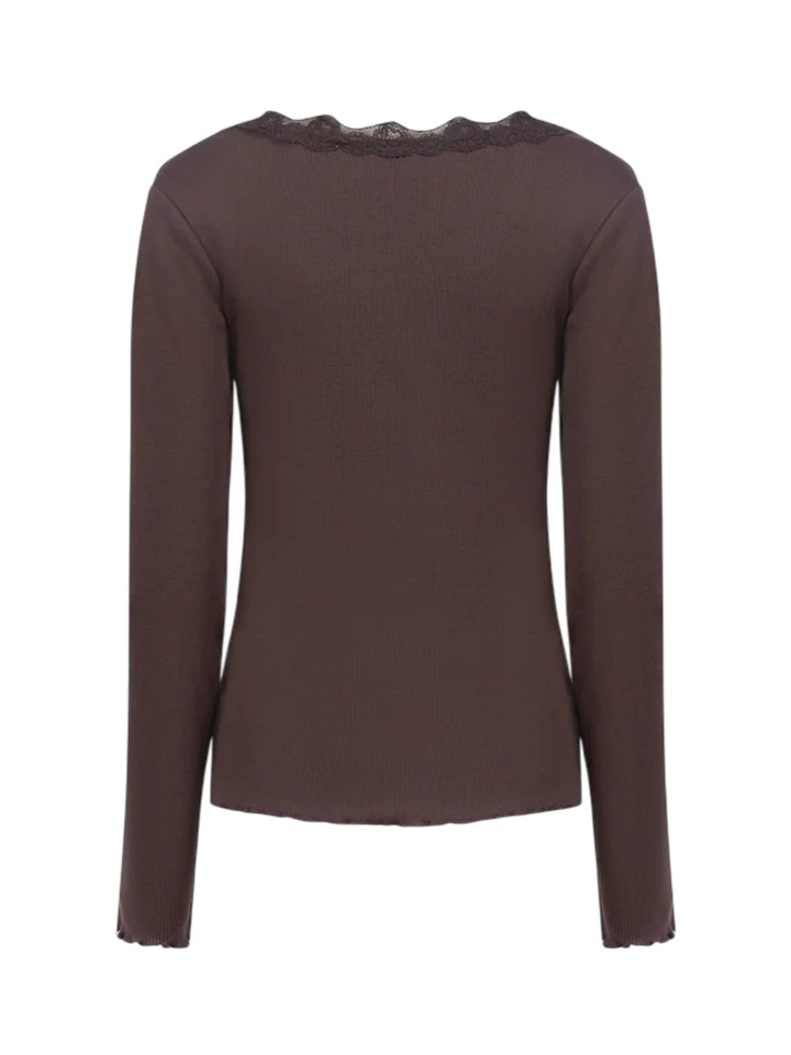 Bruine T-shirt met kanten boord Mika Nukus 