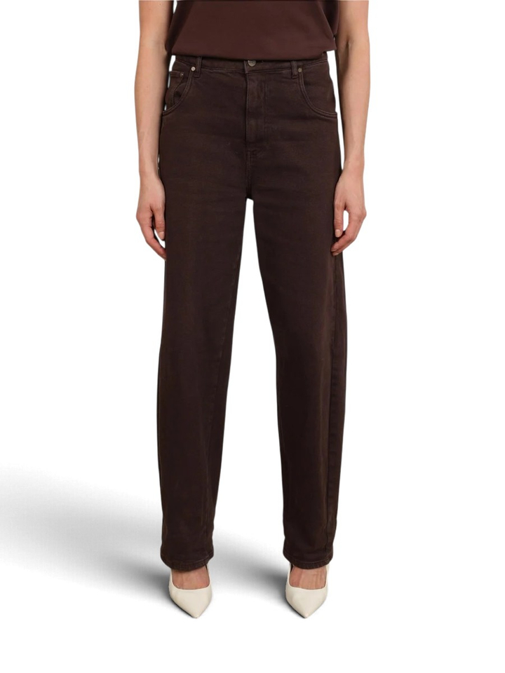 Bruine barrel fit jeans Petra Nukus 