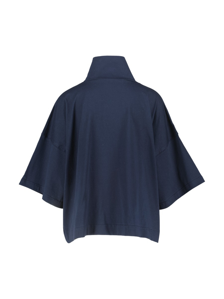 Oversized donkerblauwe t-shirt met opstaande kraag LOREN RAE