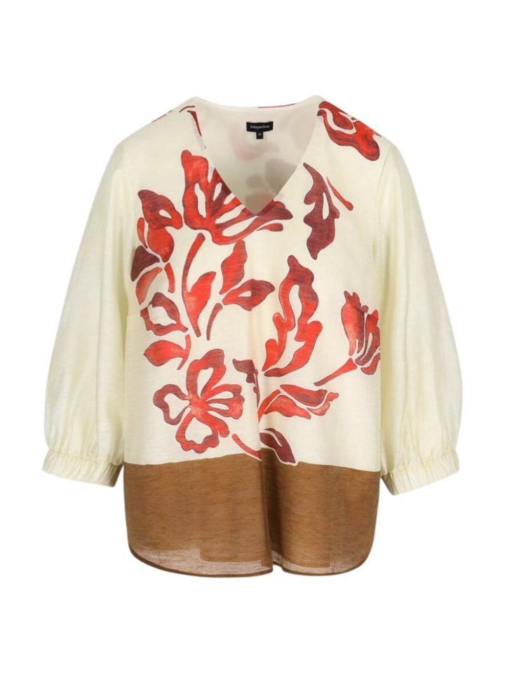 Beige blouse met rode details Junina Mayerline