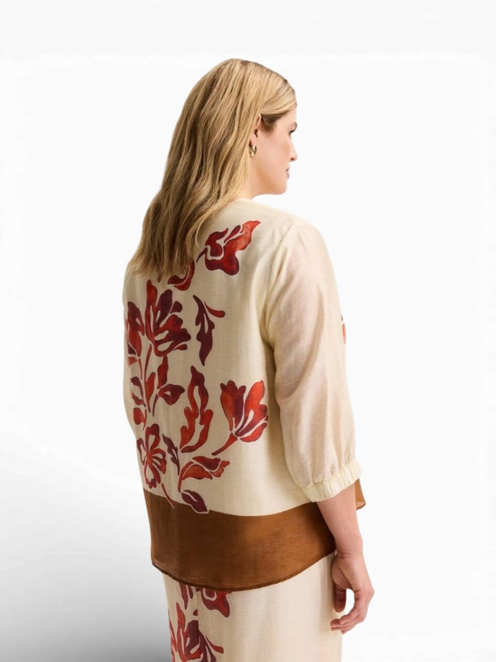 Beige blouse met rode details Junina Mayerline