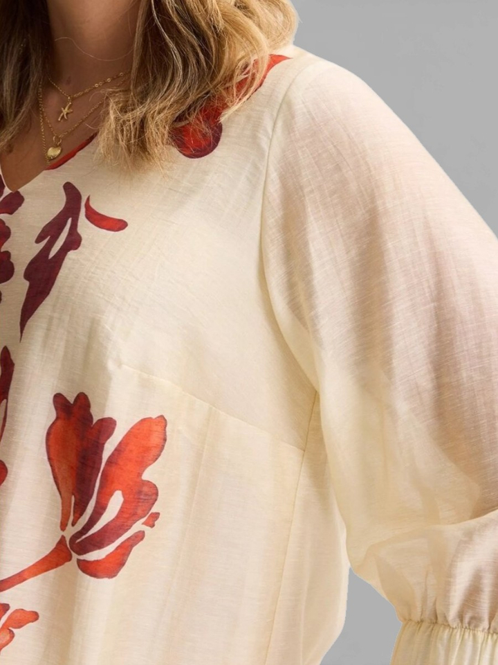 Beige blouse met rode details Junina Mayerline