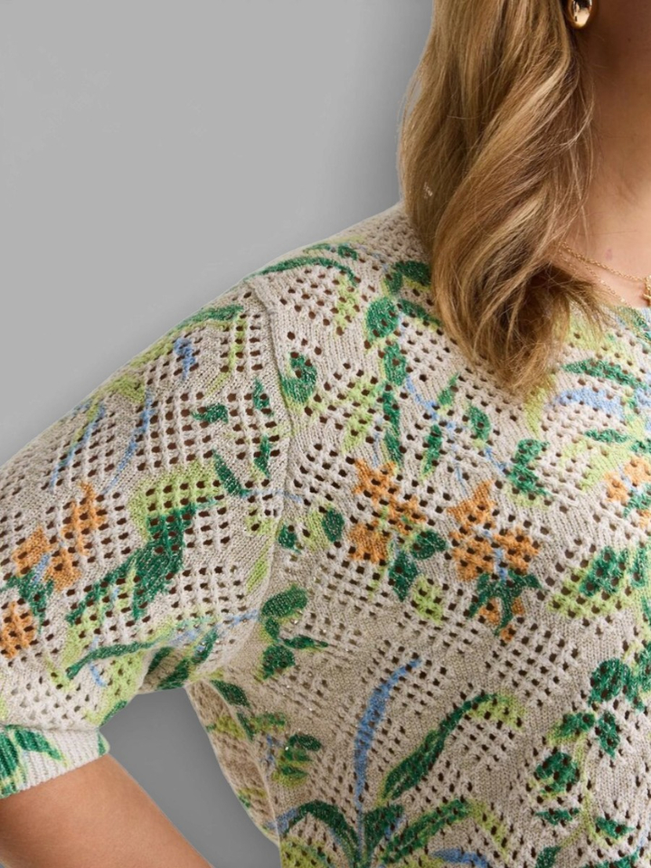 Ecru gehaakte trui met print Armani Mayerline