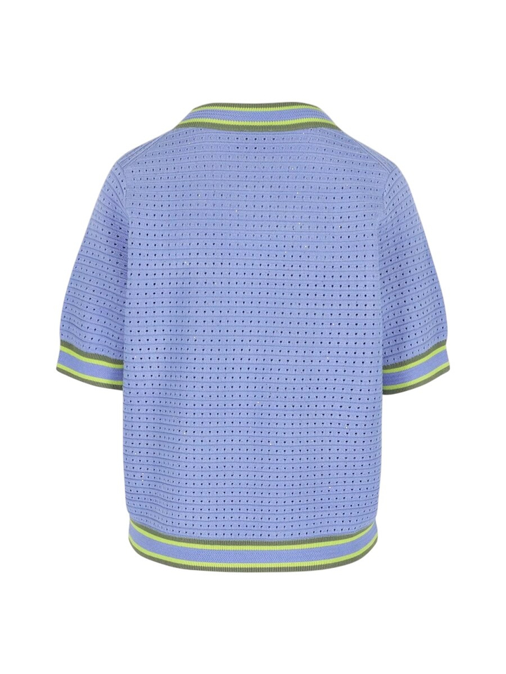 Blauwe trui met groene boord Ashley Mayerline