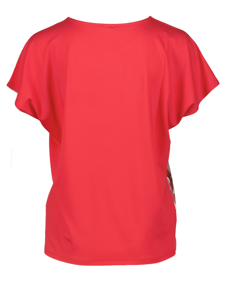 Beige t-shirt met opdruk en rode achterkant Mayerline