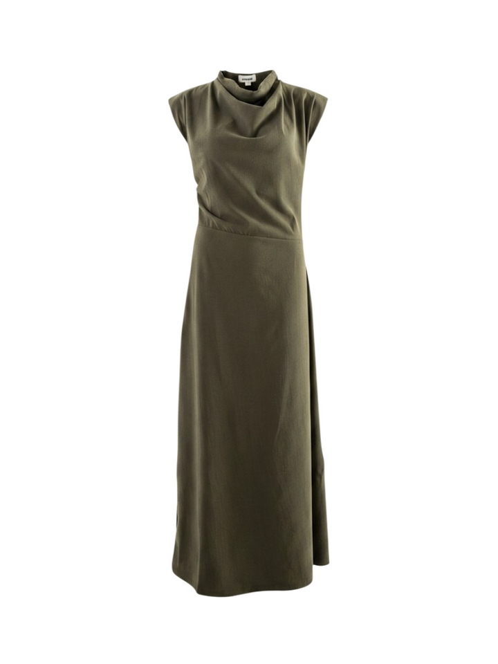 Kaki mouwloze lange jurk met epauletten en watervalhals Eirlys Long Dress Soaked