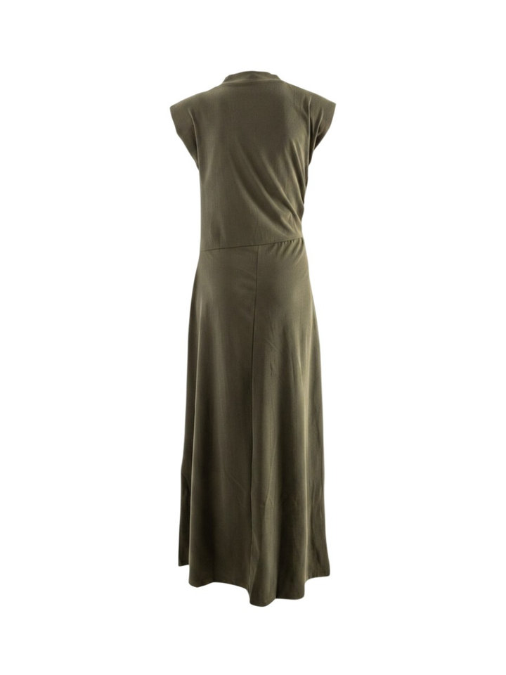 Kaki mouwloze lange jurk met epauletten en watervalhals Eirlys Long Dress Soaked