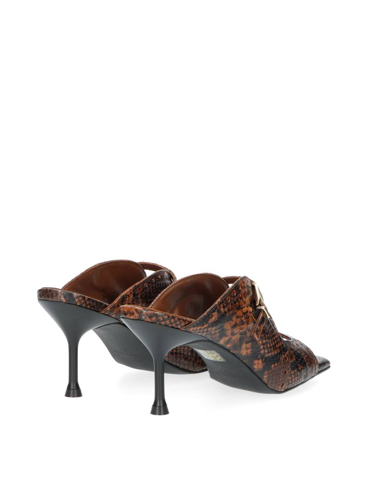 Chocolade bruine pyton sandalen met hak Raven March23