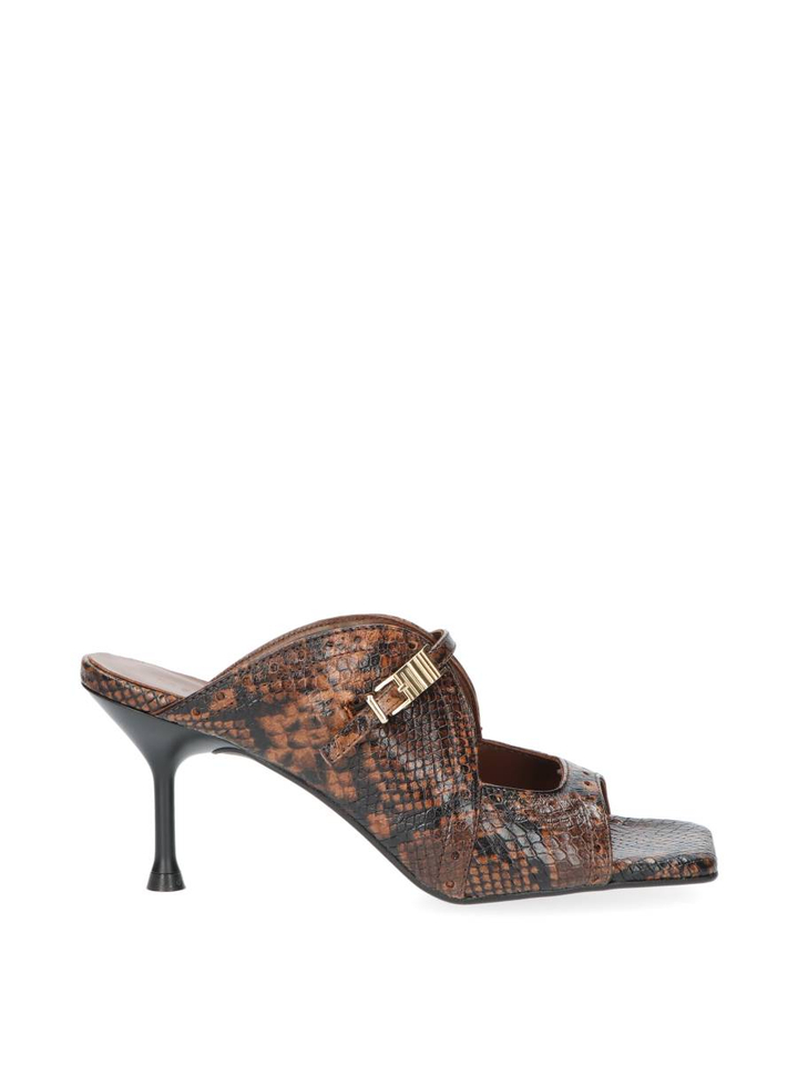 Chocolade bruine pyton sandalen met hak Raven March23