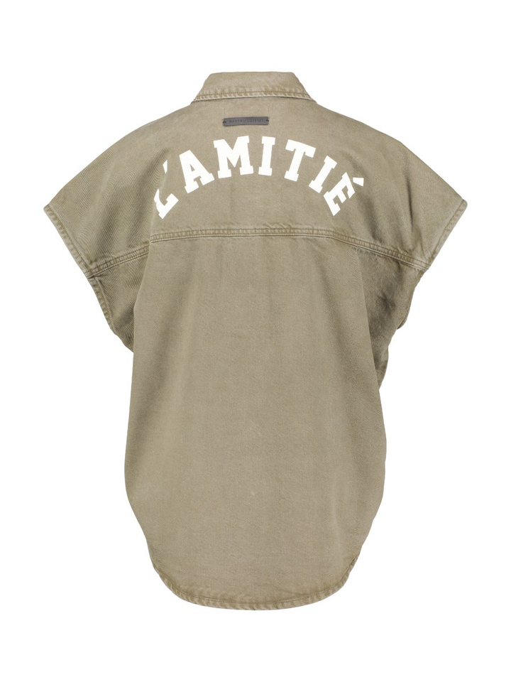 Kaki groene mouwloze vest in jeans Haute L'amitie