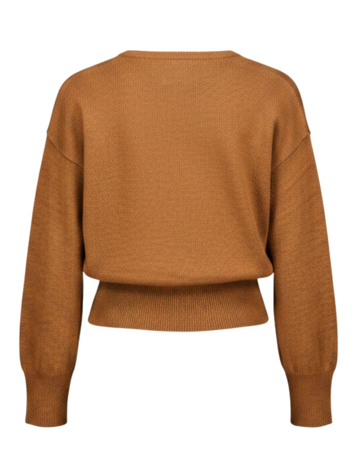Cognac trui met V-hals ARMELLE Des Petits Hauts
