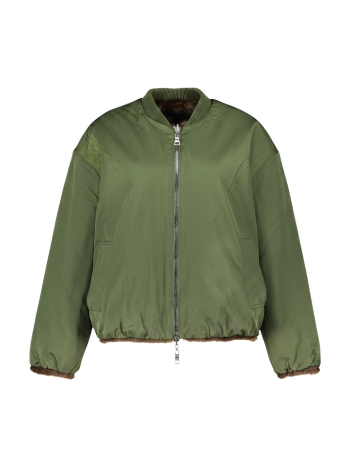 Olijfgroene omkeerbare bomberjas met imitatiebont Katilin Blonde NO8