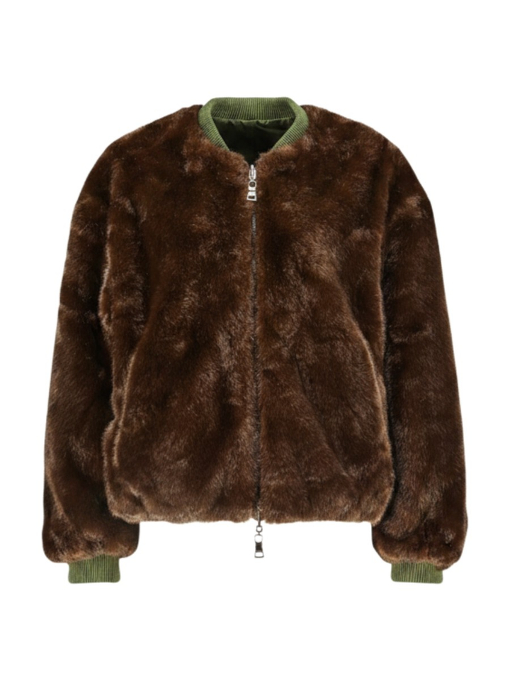 Olijfgroene omkeerbare bomberjas met imitatiebont Katilin Blonde NO8