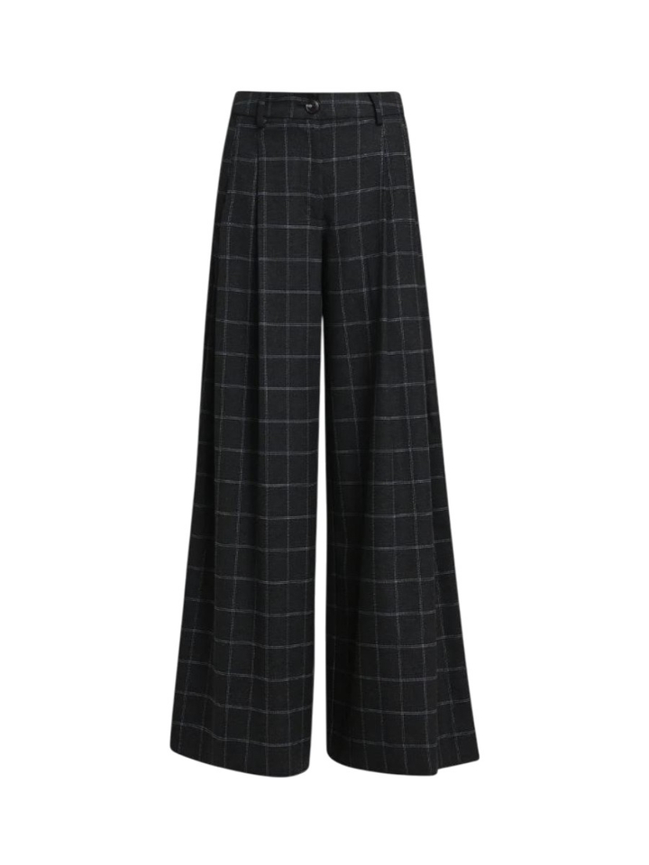 Donkergrijs en gebroken wit geruite broek KOLLECTION Essentiel