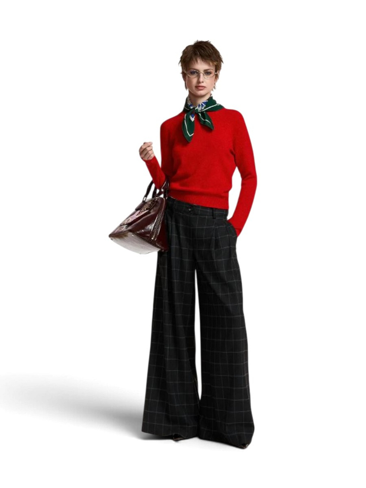 Donkergrijs en gebroken wit geruite broek KOLLECTION Essentiel