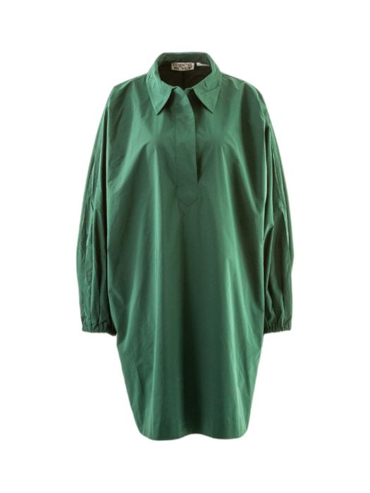 Donkergroene oversized mini-jurk met pofmouwen Keagan Essentiel