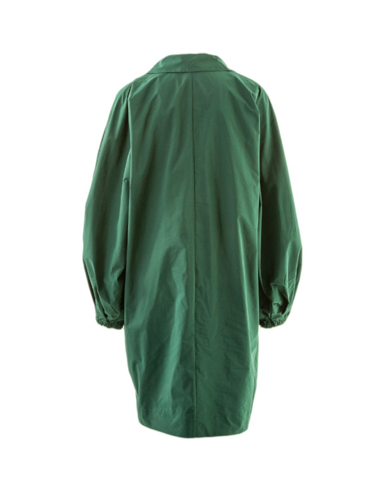 Donkergroene oversized mini-jurk met pofmouwen Keagan Essentiel 