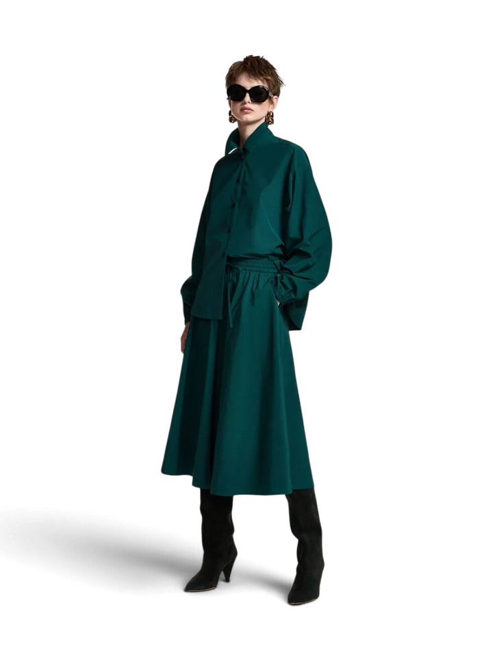 Donkergroene midirok met A-lijn Keely Essentiel