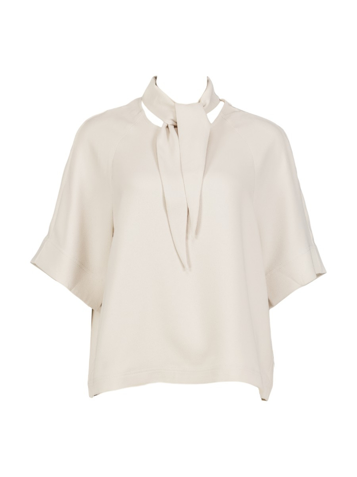 Gebroken witte top met sjaalkraag Kassie Essentiel