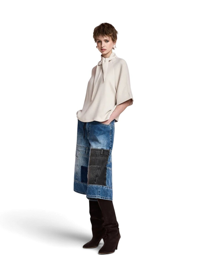 Gebroken witte top met sjaalkraag Kassie Essentiel