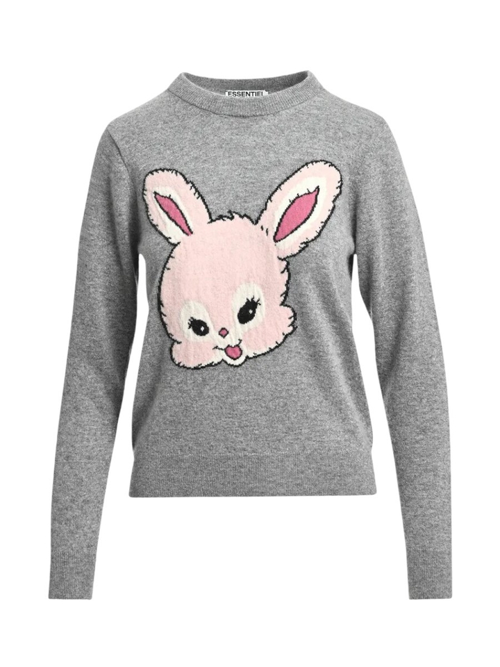 Trui van een wolmix met konijnenhaar, in intarsia-patroon, grijs en roze Kapital Essentiel