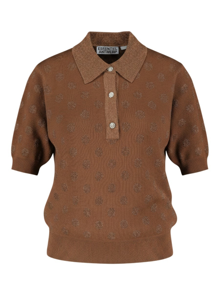 Bruine polo met stippen en zilveren knopen Krab Essentiel