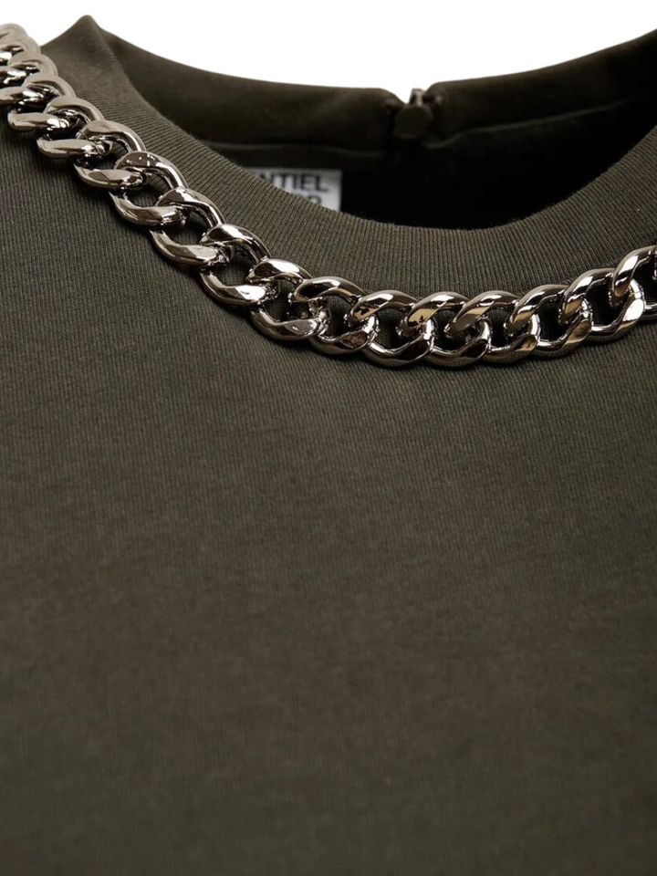 Olijfgroen T-shirt van biologisch katoen met ketting Klaim Essentiel 