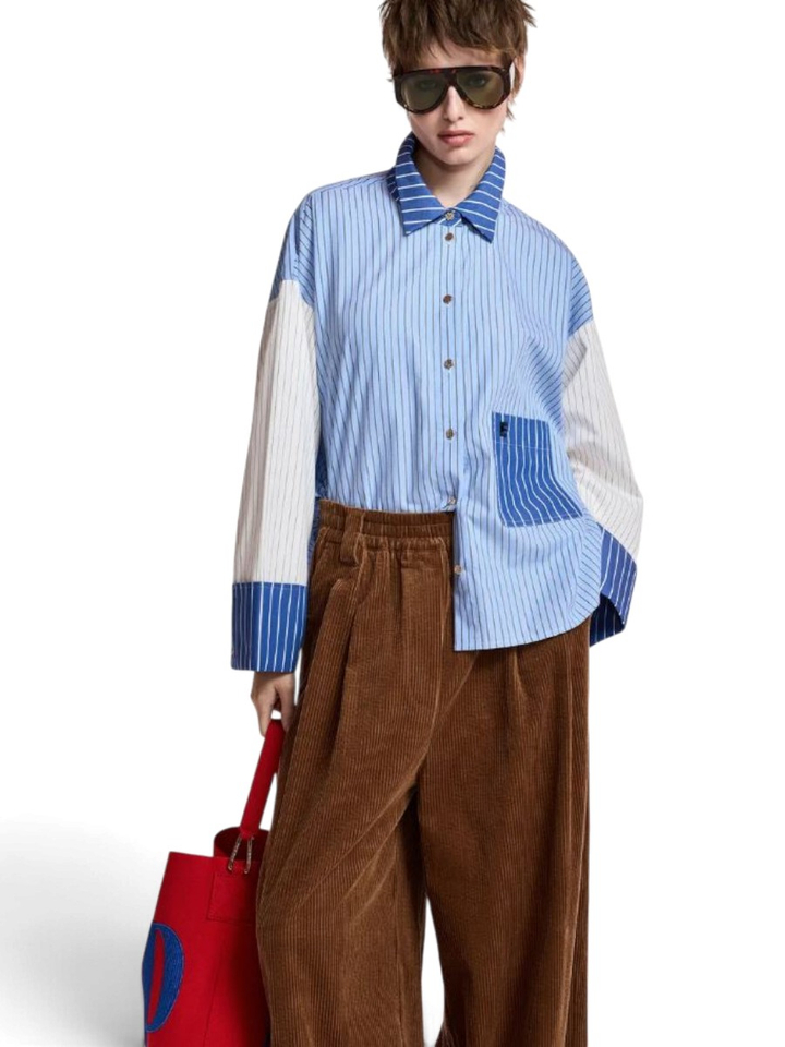 Bruine ribfluwelen broek met brede pijpen Kitch Essentiel