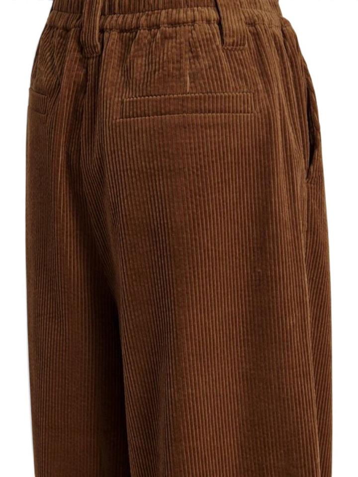 Bruine ribfluwelen broek met brede pijpen Kitch Essentiel