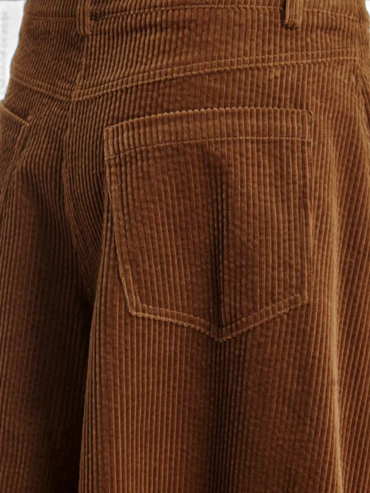 Bruine ribfluwelen bermudashort met brede pijp Kigi Essentiel
