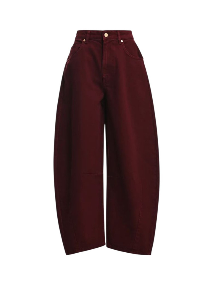 Bordeaux cropped jeans met barrelpijp Kokos Essentiel 