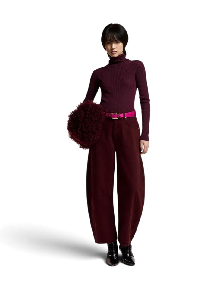 Bordeaux cropped jeans met barrelpijp Kokos Essentiel 