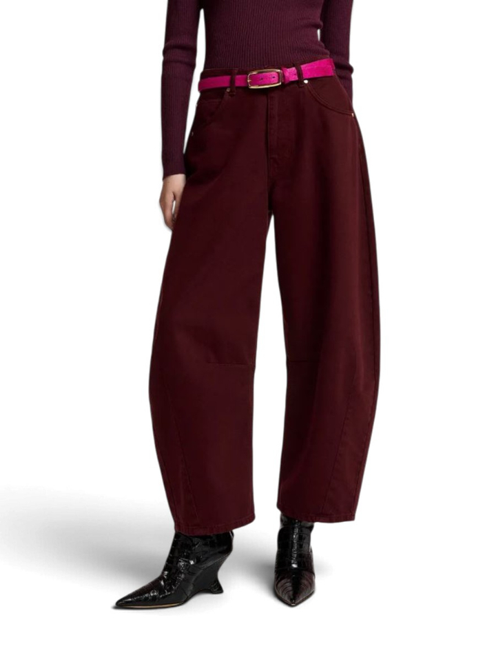 Bordeaux cropped jeans met barrelpijp Kokos Essentiel 
