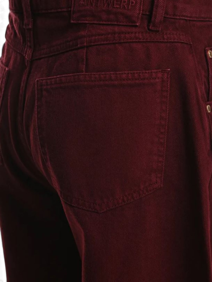 Bordeaux cropped jeans met barrelpijp Kokos Essentiel 
