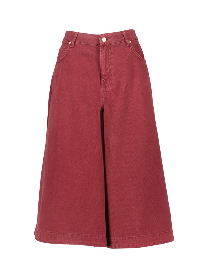 Bordeaux denim bermudashort met brede pijp Karry Essentiel