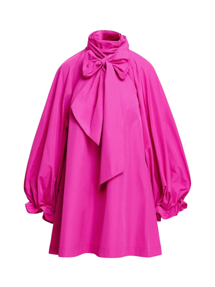 Fuschia A-lijn mini jurk met strikkraag Khai Essentiel