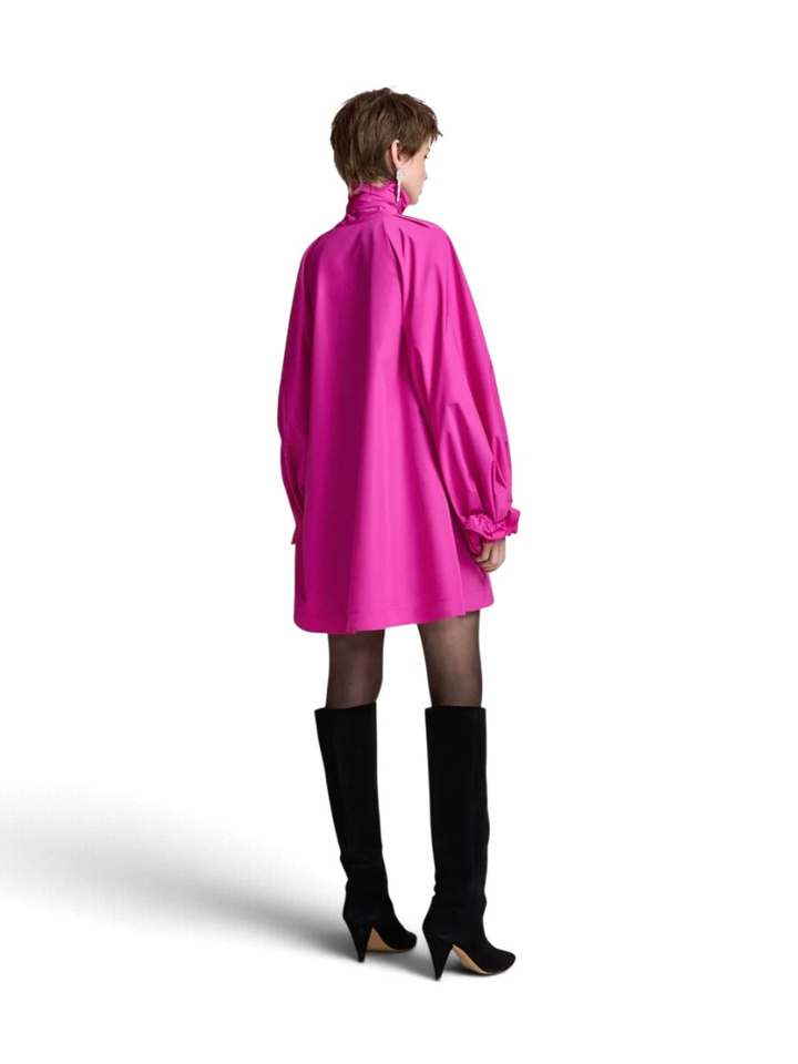 Fuschia A-lijn mini jurk met strikkraag Khai Essentiel