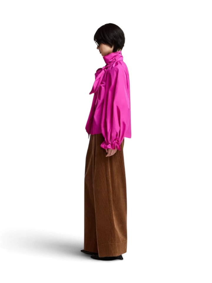 Fuchsia strikblouse met pofmouwen Keily Essentiel