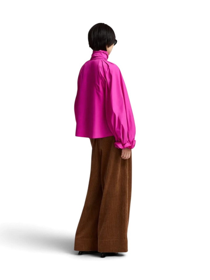 Fuchsia strikblouse met pofmouwen Keily Essentiel