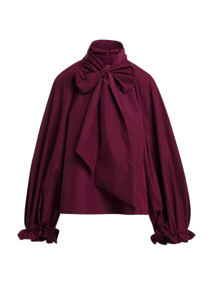Bordeaux strikblouse met pofmouwen Keily Essentiel