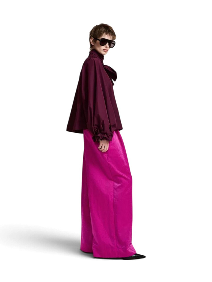Bordeaux strikblouse met pofmouwen Keily Essentiel