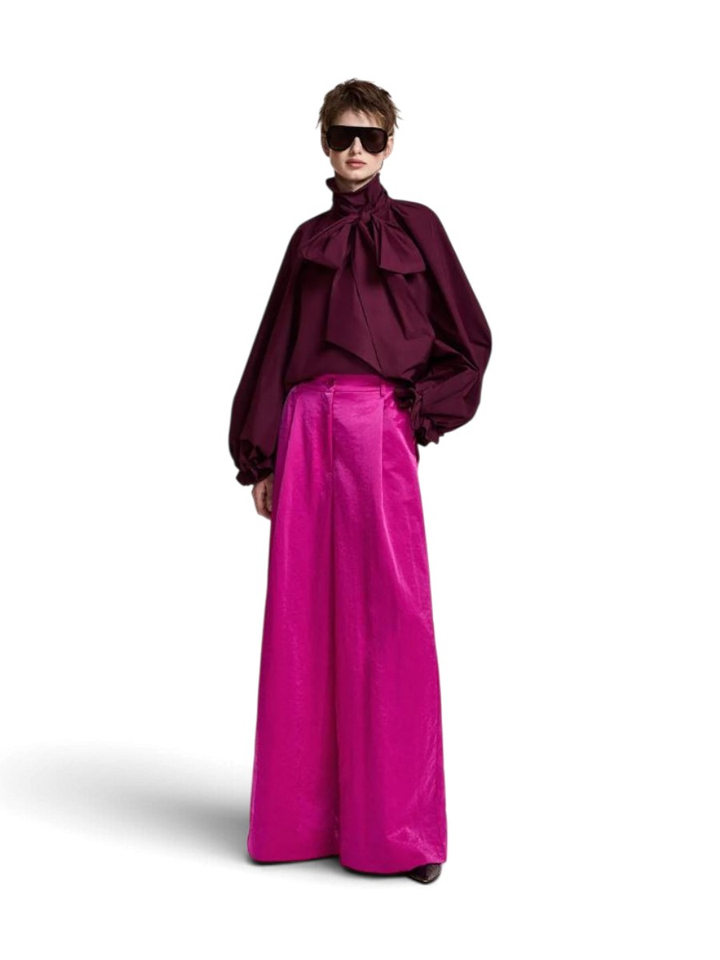 Bordeaux strikblouse met pofmouwen Keily Essentiel