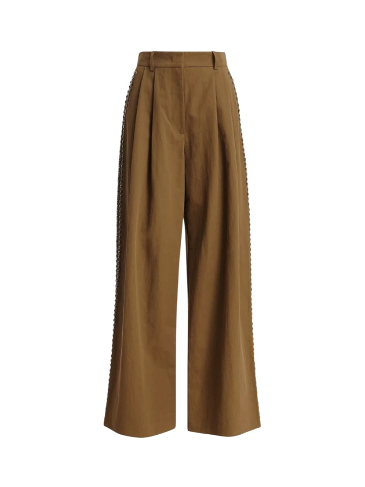 Bruine brede broek met studs Korrupt Essentiel