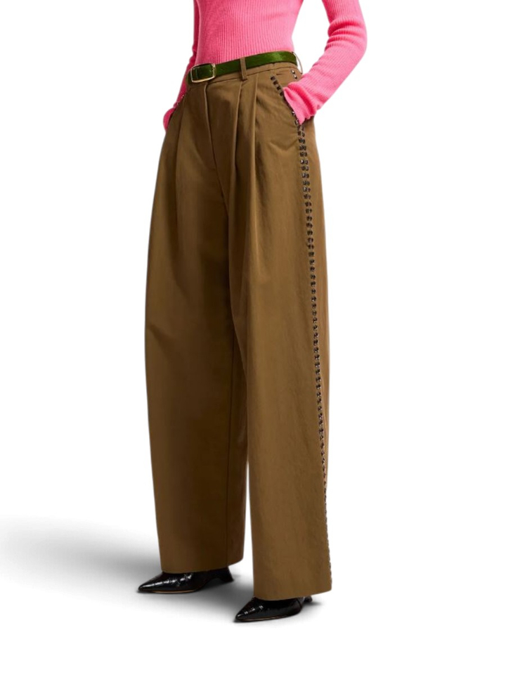 Bruine brede broek met studs Korrupt Essentiel