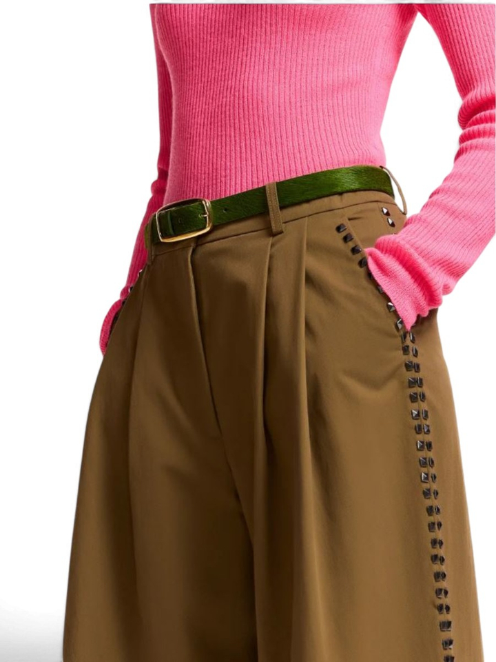 Bruine brede broek met studs Korrupt Essentiel